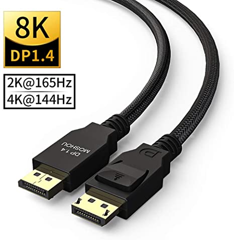 8K DP 1.4 Cable SIKAI 8K DisplayPort to DisplayPort Cable Connector 2K@165Hz 4K@144Hz 8k@60Hz 32.4Gbps Ultra High Speed 3D HDR for PC, TV, Laptop (6 Feet)