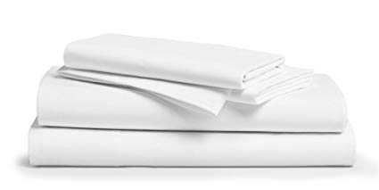 800 Thread Count 100% Cotton Sheet White Queen Sheets Set, 4-Piece Long-Staple Combed Pure Cotton Best Sheets for Bed, Breathable, Soft & Silky Sateen Weave Fits Mattress Upto 18'' Deep Pocket