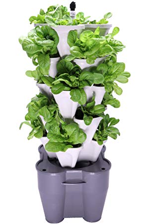 Mr. Stacky Smart Farm - Automatic Self Watering Garden - Grow Fresh Healthy Food Virtually Anywhere Year Round - Soil Hydroponic Vertical Tower Gardening System (Standard Kit, Stone)