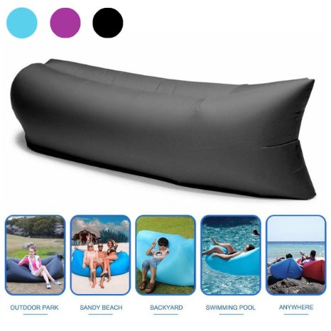 Akface™Inflatable Lounger Chair ,Air Sleep Sofa Bed Furniture ,Outdoor or Indoor Foldable Lazy Bag Couch Portable Waterproof Camping Compression Sacks ,Hangout Bean Bag for Beach Pool Park Seaside Meadow Party