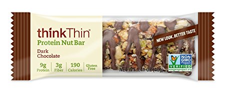 thinkThin Protein Nut Bar, Dark Chocolate, 1.41 oz Bar (10 Count)