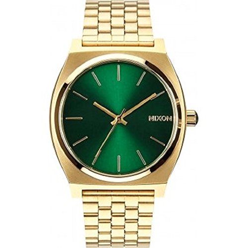 Nixon A0451919 Time Teller Green Sunray Analog Dial Gold Steel Unisex Watch NEW