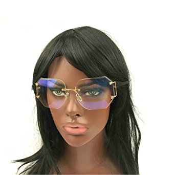 MINCL/Hot Oversized Rimless Sunglasses Women Clear Lens Eyewear