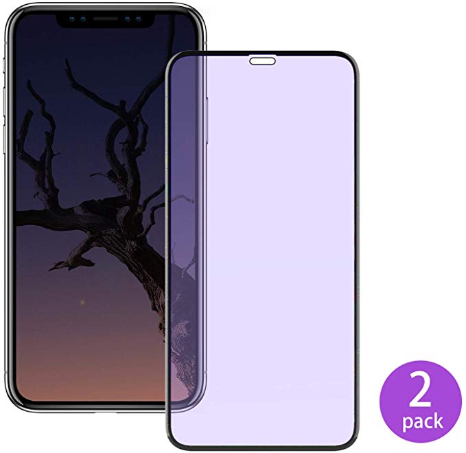 ICONFLANG Screen Protector Compatible for Apple iPhone 11 Pro Max 6.5 3D Curved Surface Tempered Glass Film Anti Blue Light [2 Pack] 9H Hardness 3D Touch Full Screen Coverage (Clear2(Anti-Blue Ray))