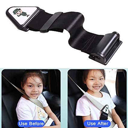 Seat Belt Adjuster for Kids,Comfort Universal Auto Shoulder Neck Strap Positioner, Anti-Strangulation Neck Seat Belt Locking Clips