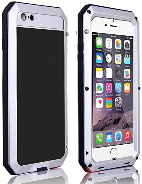 CarterLily Shockproof Dustproof Water Resistant Aluminum Armor Full-Body Protection Case for iPhone 6 / iPhone 6S (Silver)