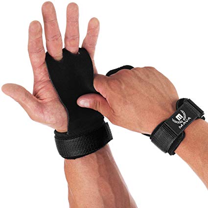 Mava Sports Leather Hand Grips with Wrist Support - Pull Ups Gloves Great for Cross Training, WOD, Deadlifts, Workout, Kettlebell, Muscle Ups, Weightlifting & Calisthenics - NO Calluses - Men & Women