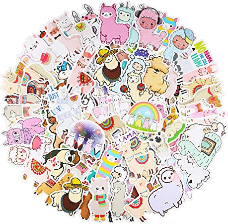 100 Pieces Funny Llama Stickers, Cute Animal Alpaca Decals for Boys Girl Teens, Llama Theme Laptop Stickers Waterproof Vinyl Bottles Stickers for Computer Phone Motorcycle Mexican Camel Theme Party