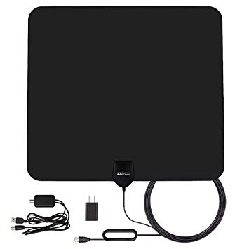 Zeikos [2019 Latest] Amplified HD Digital TV Antenna Long 90 Miles Range – Support 4K 1080P & All Older TV's Indoor Powerful HDTV Amplifier Signal Booster - 18ft Coax Cable/USB Power Adapter
