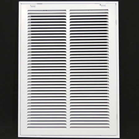 14" X 20 Steel Return Air Filter Grille for 1" Filter - Removable Face/Door - HVAC DUCT COVER - Flat Stamped Face - White [Outer Dimensions: 16.5"w X 22.5"h]