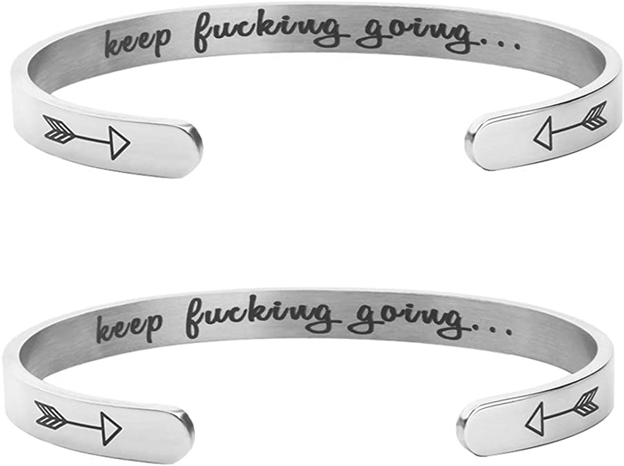 Inspirational Bracelet for Women Keep Going Bracelet Cuff Bangle for Girls
