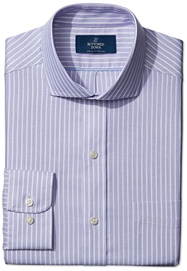 Buttoned Down Men's Classic Fit Cutaway-Collar Pattern Non-Iron Dress Shirt With Pocket