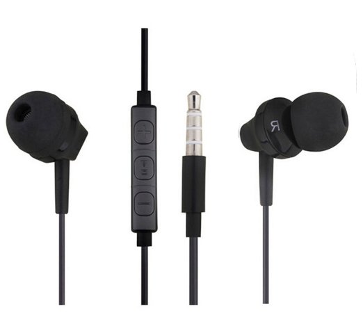 The One EarphonesEarbudsHeadphones with Remote Control and Mic for iPhone Samsung HTC etc with 35mm Jack Black