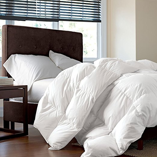 1200 Thread Count Baffle Box Light Weight Goose Down Comforter, White, California King