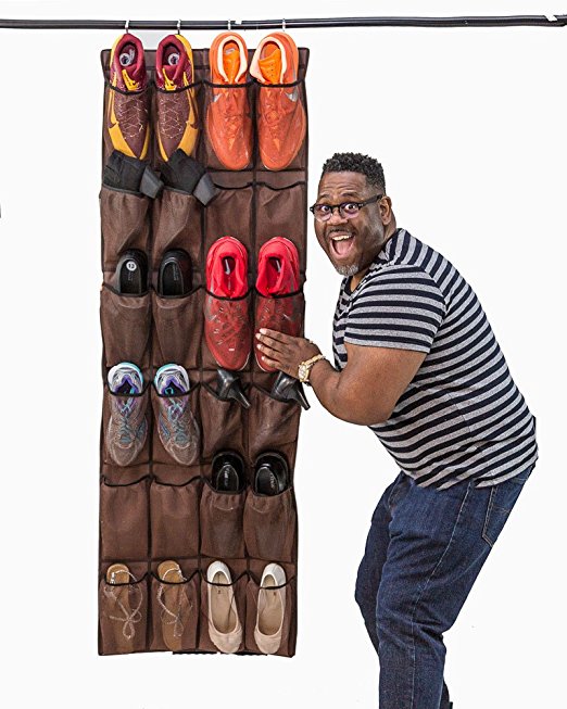 Over the Door Shoe Organizer for Large Shoes (Up to Mens Size 16): 24 Pocket Multi-purpose Hanging Shoe Organizer Helps Declutter Your Closet and Neaten Your Space. Get Organized Now!