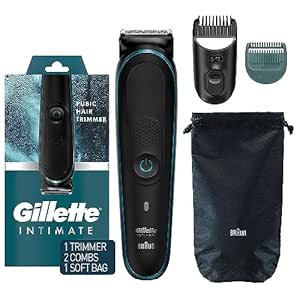 Gillette Intimate Men’s Manscape Pubic Hair Trimmer, SkinFirst Ball Trimmer For Men, Waterproof, Cordless For Wet/Dry Use, Electric Shaver For Men, Lifetime Sharp Blades, Manscaping Body Groomer