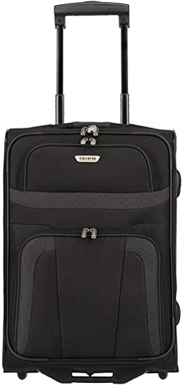 Travelite 2-Rad Handgepäck Koffer erfüllt IATA Bordgepäck Maß, Gepäck Serie ORLANDO: Klassischer Weichgepäck Trolley im zeitlosen Design, 098487-01, 53 cm, 37 Liter, Schwarz