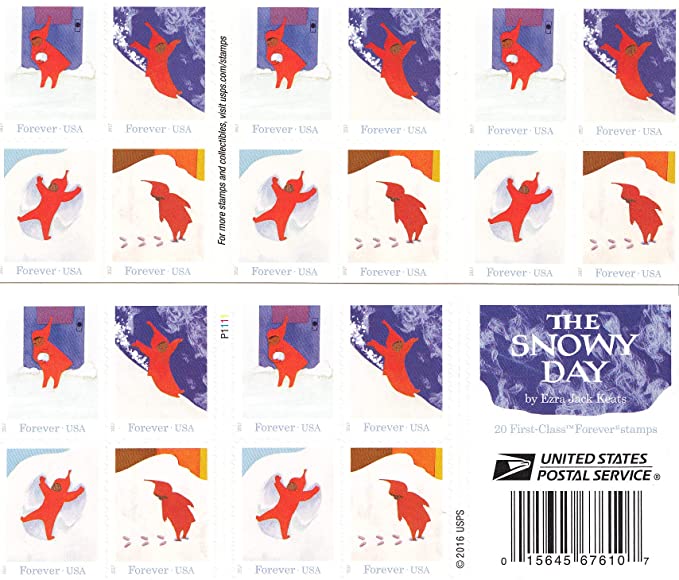 The Snowy Day - USPS Forever Stamps Book of 20 - New 2017 Release