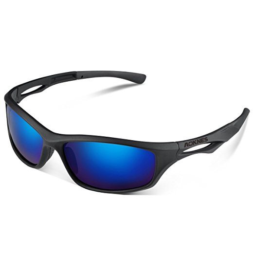Aoknes Polarized Sports Sunglasses for Men Women Baseball Running Cycling Fishing Golf Tr90 Durable Frame