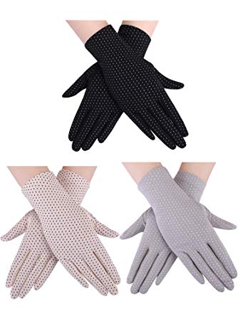 3 Pairs Women Sun Protective Gloves UV Protection Sunblock Gloves Touchscreen Gloves for Summer Driving Riding