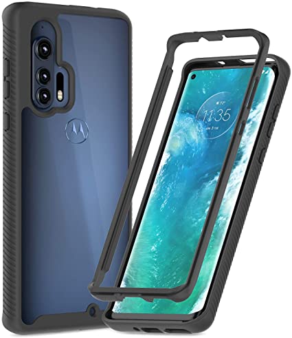 LeYi Moto Edge Plus Case, Motorola Edge Plus Case, Full-Body Shockproof Hybrid Bumper Heavy Duty Clear Protective Phone Cover Cases for Motorola Moto Edge Plus  , Black