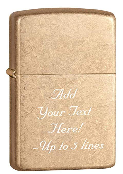 Zippo Tumbled Brass Armor Heavy Custom Personalize Engraving Message Windproof Lighter