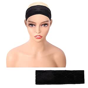 MapofBeauty Fashion Adjustable Velvet Wig Grip Wig Band No Slip Head Hair Bands Flexible Headband (Black)