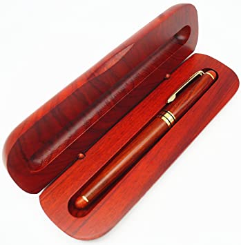 IDEAPOOL Genuine Rosewood Ballpoint Pen Writing Set with Rosewood Gift Box - Extra 6 Black Ink Refills - Fancy Nice Gift Pen Wooden Set for Signature Executive Business Journaling