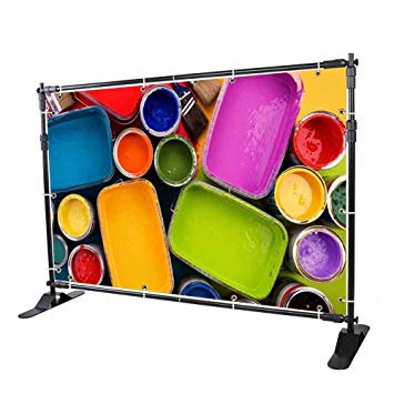 VEVOR 8'X 8' Backdrop Banner Stand Newest Step and Repeat for Trade Show Wall Exhibitor Photo Booth Background Adjustable Telescopic Height and Width