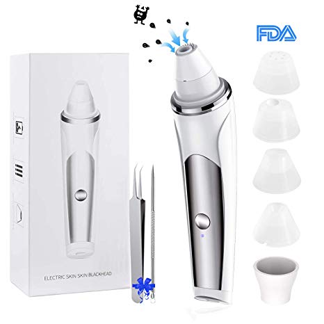 Blackhead Remover Pore Vacuum, Aibeau Electric Blackhead Removal Tools with 5 Replaceable Silicone Beauty Heads and 2 Blackhead Extractor, Electric Comedo Suction Device with LED Display