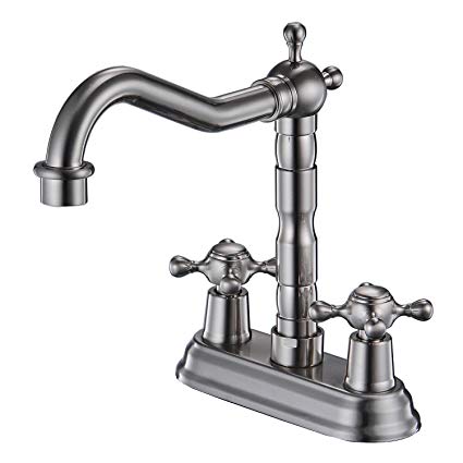 Aquafaucet Two Handle Centerset Lavatory Bathroom Vanity Faucet Bathroom Sink Faucet Brushed Nickel