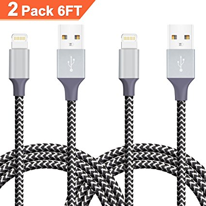 iPhone Cable, Quntis iPhone Charger 2Pack 6FT Lightning to USB Cable Cord Charge and Sync for iPhone X 8 Plus 7 Plus 6s Plus 6 Plus 5 5S 5C SE iPod iPad Pro and More Apple Devices (Lighting Black)