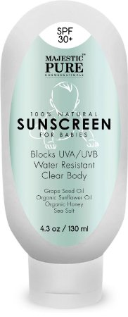 Majestic Pure Baby SPF 30+ Sunscreen, 100% Natural Formula For Superior Broad Spectrum Shielding Against UVA and Burning UVB, 4.3 oz