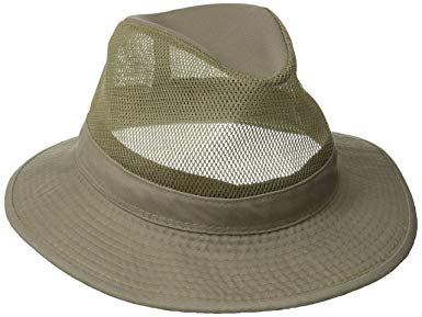 Dorfman Pacific Men's Garment Washed Twill Safari Hat With Mesh Sides