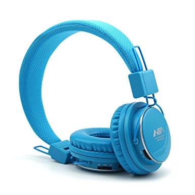 GranVela® A809 Lightweight Foldable Stereo Headphones Adjustable Headband Kids Headsets with Built-in FM Radio, Micro SD Card Player,3.5mm Jack for iPhone, iPad, Android, PC and More (Sky Blue)