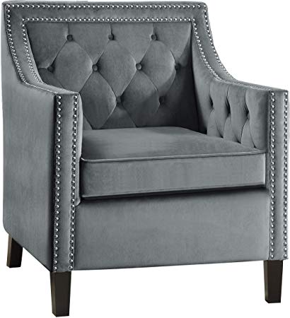 Lexicon Grazioso Velvet Accent Chair, Gray