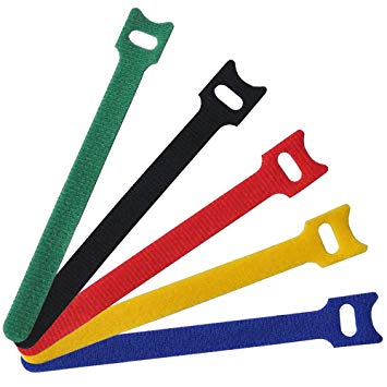 Attmu 100 PCS Reusable Fastening Cable Ties, Microfiber Cloth 6-Inch Hook and Loop Cord Ties, Multicolor