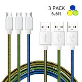 Micro USB Cables Aupek 6ft2mNylon Braided 3-Pack For Samsung HTC NOKIA Motorola LG Google Nexus Blackberry and other Android Windows Phones BlueampGreenampYellow