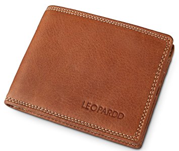 Leopardd Rfid Blocking Trifold Genuine Leather Wallet