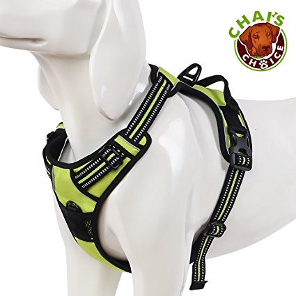 Chai’s Choice Best Front Range Dog Harness. 3M Reflective Outdoor Adventure Pet Vest with Handle and Two Leash Attachments. *Caution* Please Use Sizing Chart in Images at Left for Best Fit *Matching Chai's Choice Front Range Leash Now Available!