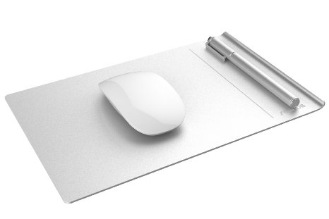 Seenda Aluminium Mouse Pad with Non-Slip Rubber Base, Silver