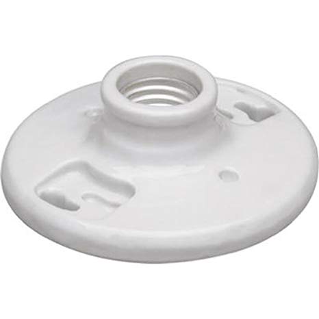 Leviton 9875 Porcelain Outlet Box Mount, Incandescent Ceiling Lampholder, Keyless, White