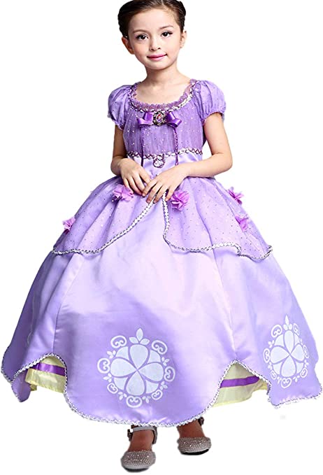 Little Girls Princess Sofia Costume Dress up Cosplay Fancy Party Dress (6/8,140)