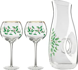 Lenox 895032 Holiday 3-Piece Decanter & Wine Glasses Set