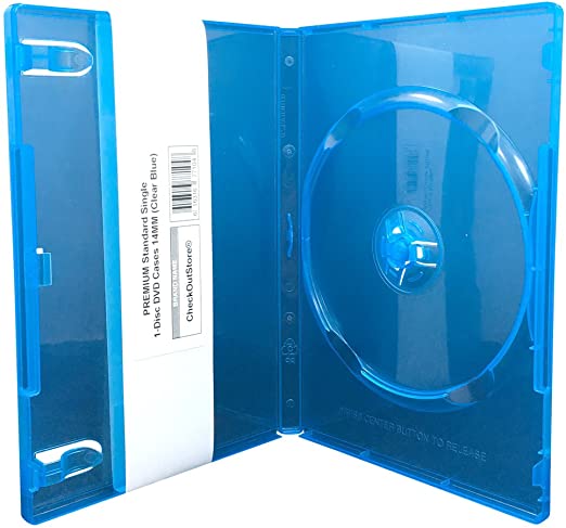 CheckOutStore (6) Premium Standard Single 1-Disc DVD Cases 14mm (Clear Blue)