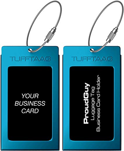 Luggage Tags Business Card Holder TUFFTAAG Travel ID Bag Tag in Many Color Options