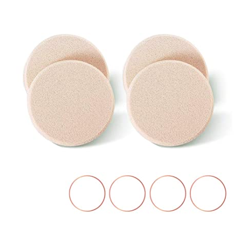 KOOBA 4pcs Round Makeup Sponges Supplement, Beauty Face Primer Compact Powder Puff, Blender Sponge Replacement for Cosmetic Flawless Foundation, Sensitive and All Skin Types
