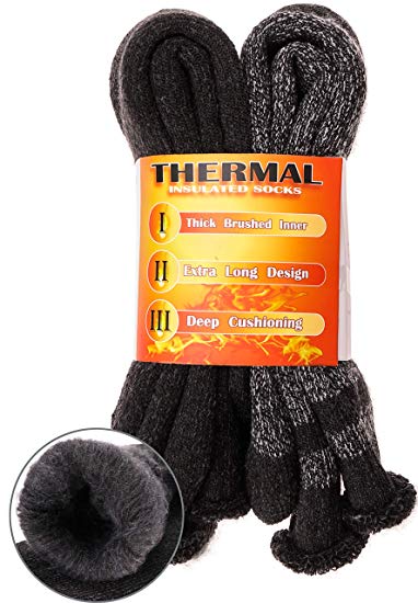 Womens Heat Thermal Socks Thick Insulated Trapping Extra Warm Boot Winter Cold Weather Socks 2 Pack