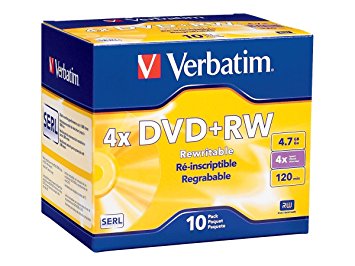 Verbatim 4.7 GB 1x- 4x ReWritable Disc DVD RW, 10-Disc Slim Jewel Case 94839