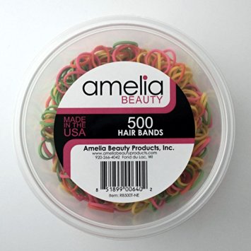 500 Count Rubber Bands in Re-closable Container for Ponytails and Braids (Brights)